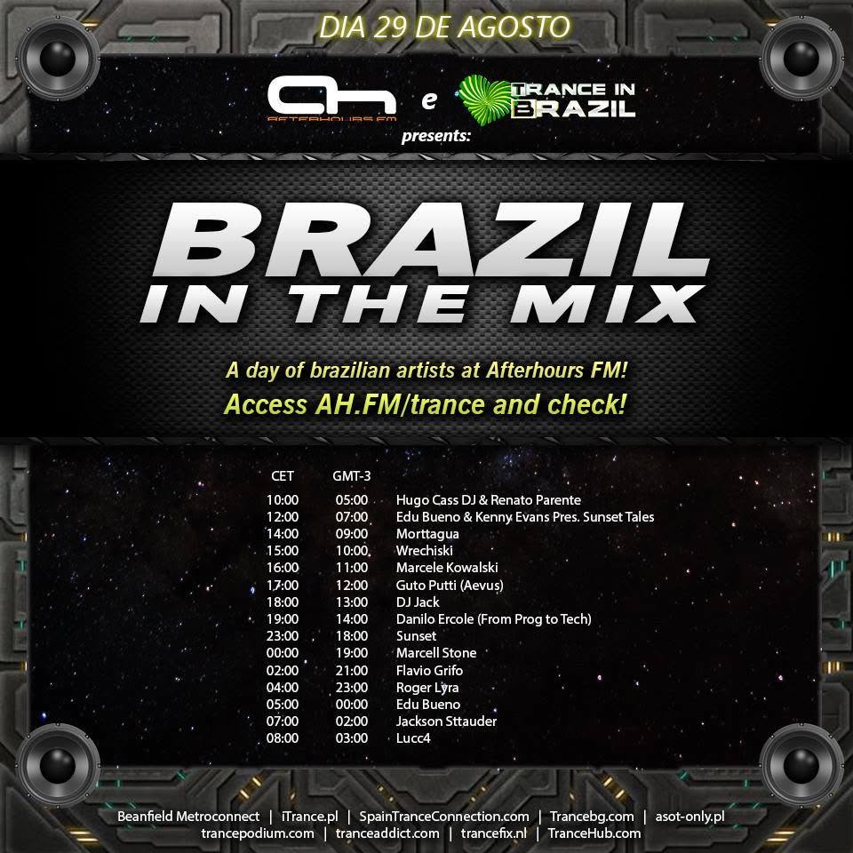 Afterhours FM and Trance In Brazil present Brazil In The Mix — official broadcast flyer