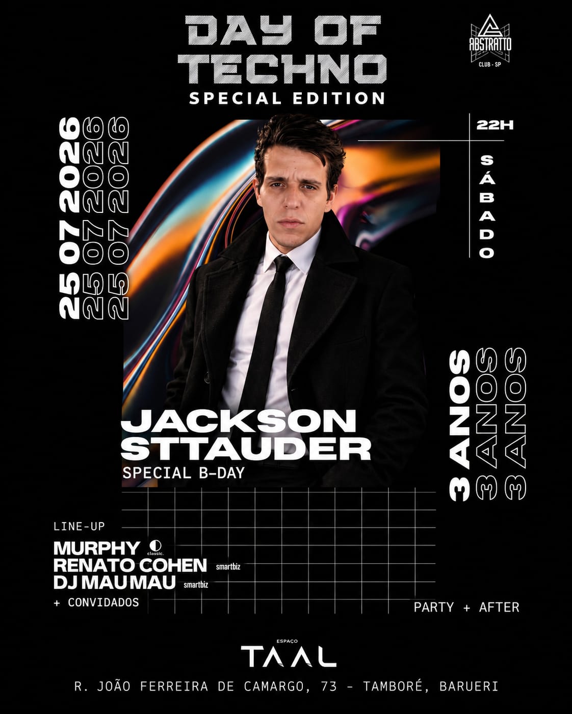 Official flyer of Day Of Techno — Special Edition celebrating 03 years of Day Of Techno