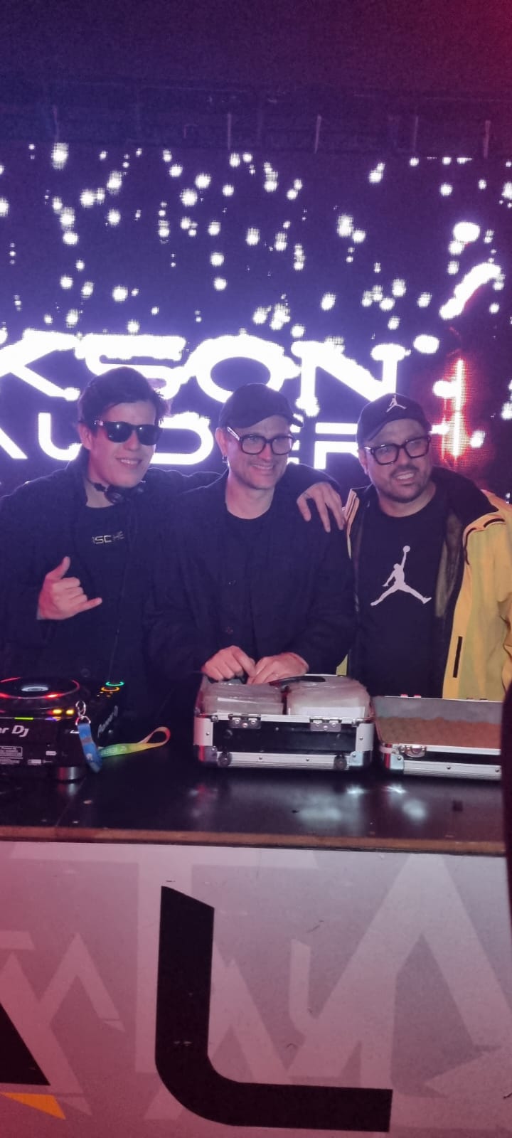 Jackson Sttauder with Renato Cohen and Felipe Topsound backstage at Day Of Techno